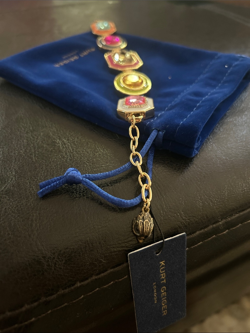 Kurt Geiger Gold-Tone Bracelet with Pink, Green, and Purple Stones - Picture 5 of 9